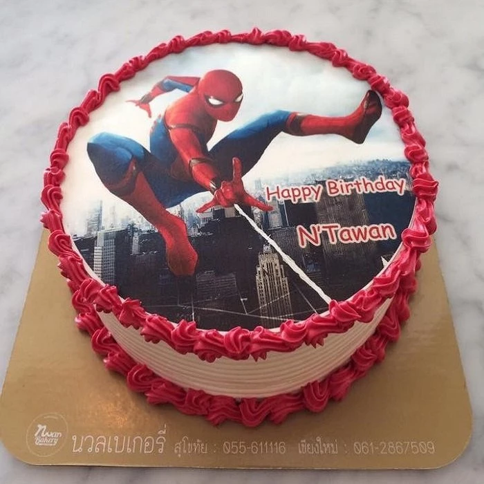 photo printed birthday cake Spider Man