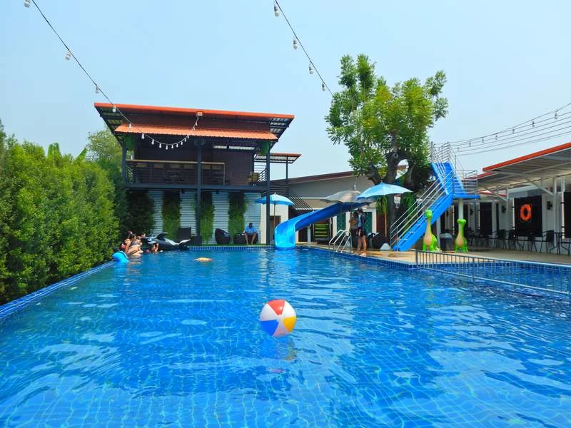 pool with water slide chiang mai