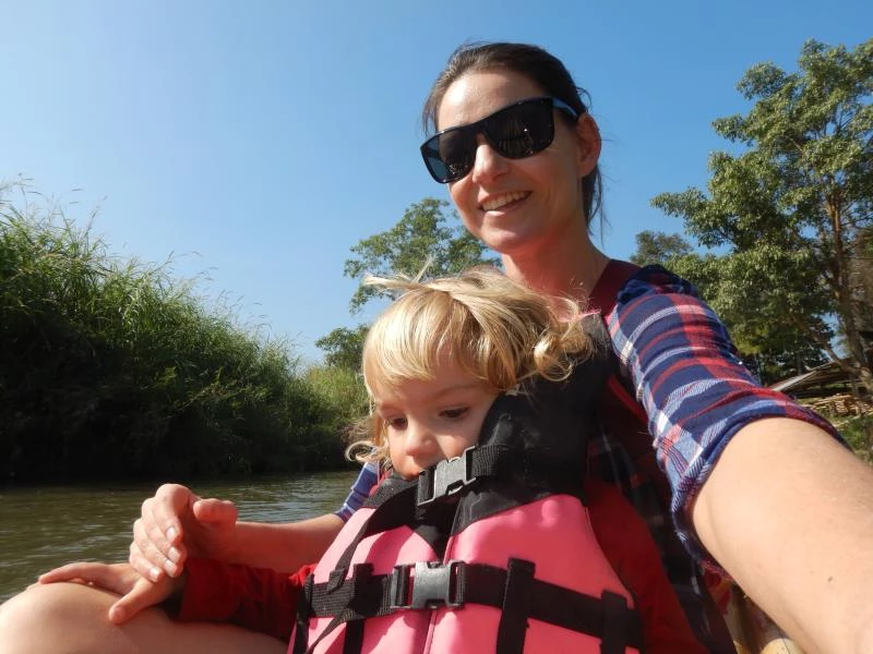 bamboo rafting with toddlers