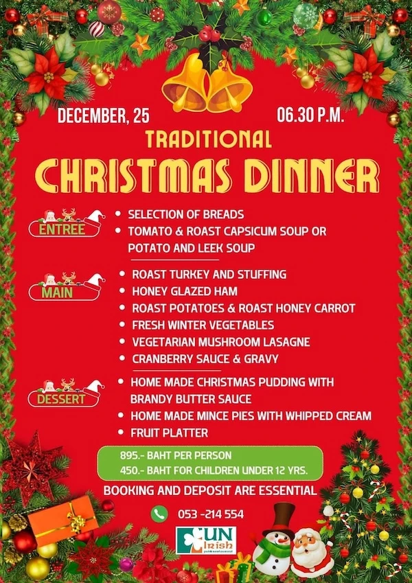 UN Irish Pub Christmas Dinner Chiang MAi